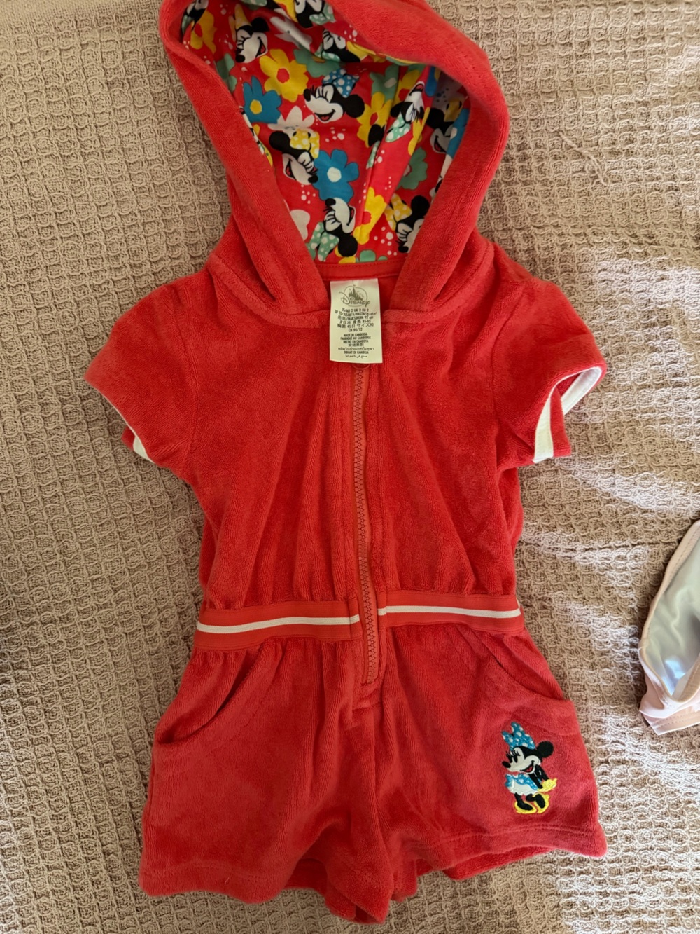 Disney Red Terry Hoodie with Minnie Floral Lining